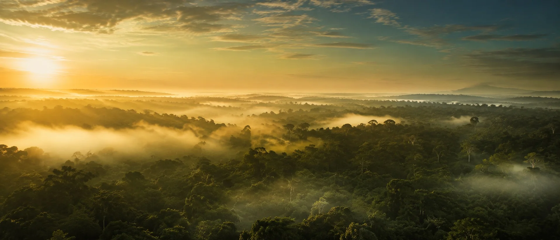Mist in the Gabonese equatorial canopy at dawn